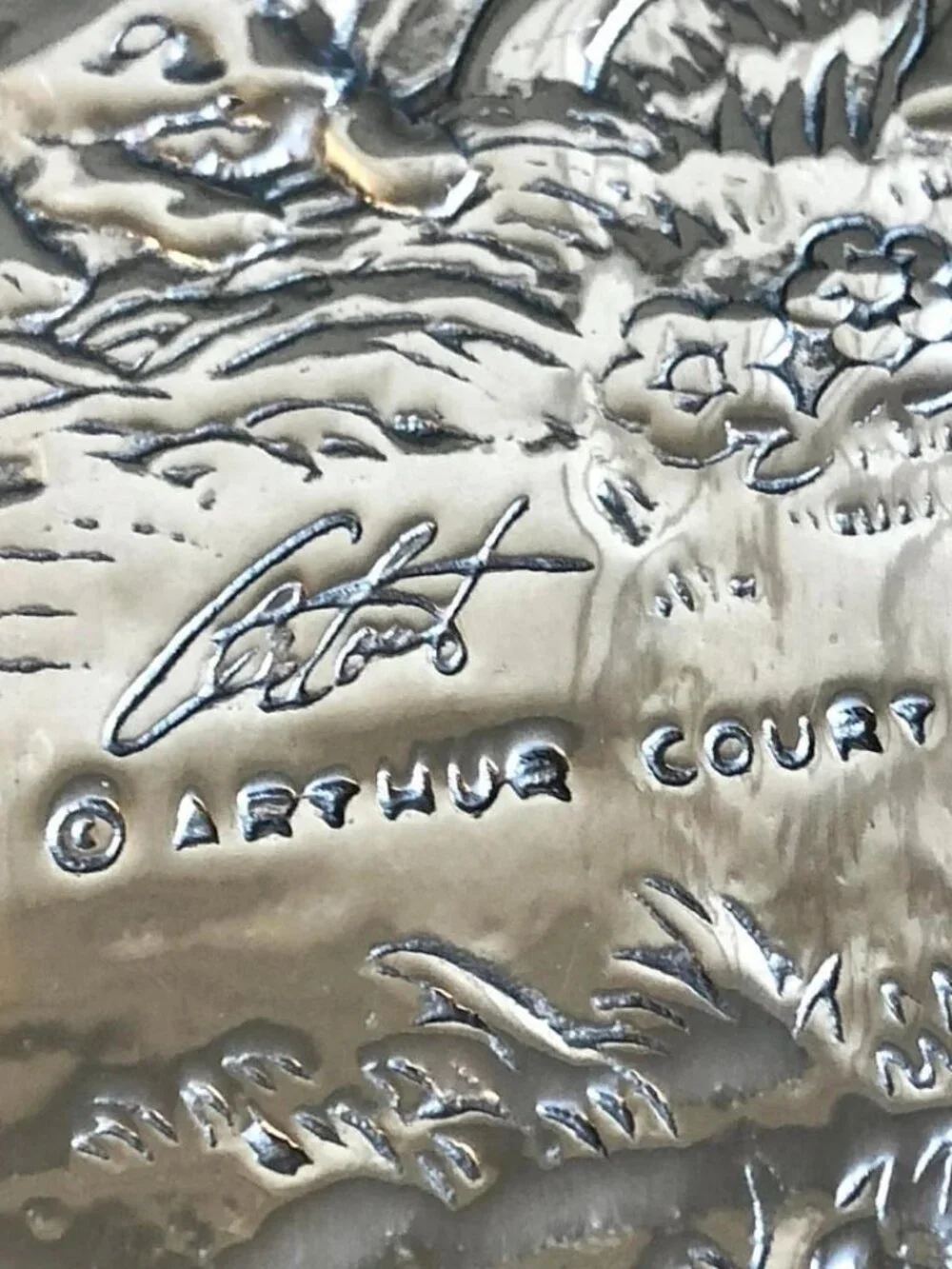 ARTHUR COURT Rare Signed LTD 1990 Oval Serving Tray Platter Grapes Foxes Pattern